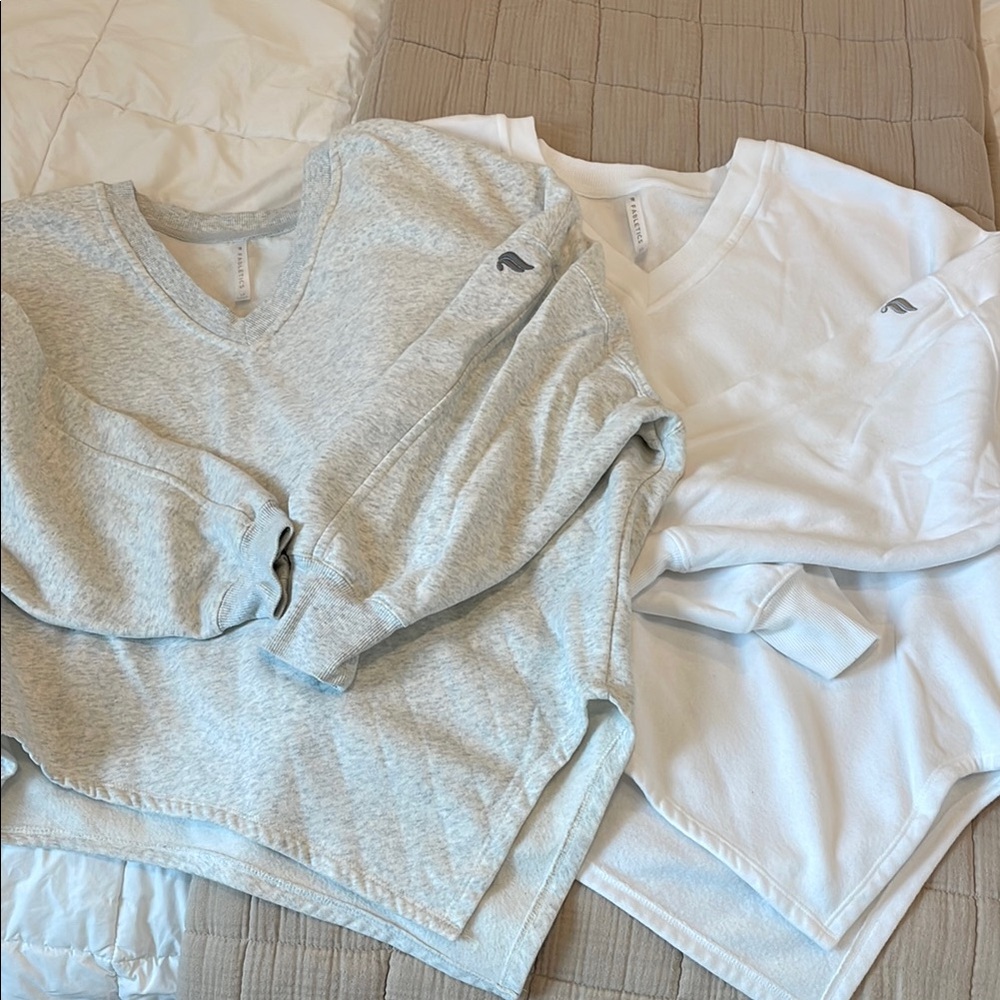 BUNDLE Fabletics Gray and White A symmetrical Sweatshirts - Picture 1 of 5